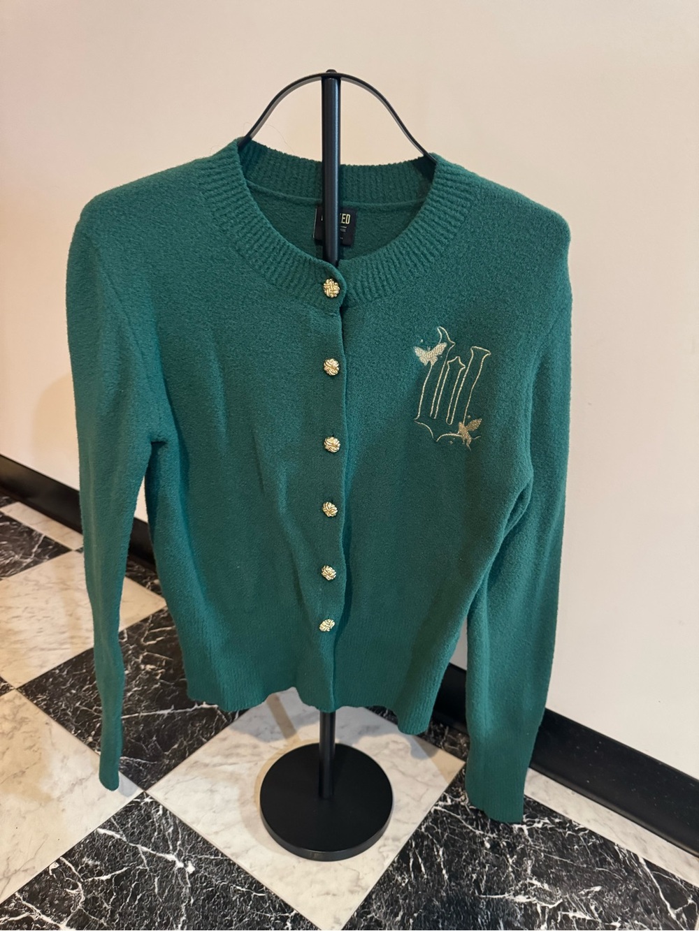 Wicked Paul Tazewell Emerald Green Embroidered Cardigan Medium Universal Studios